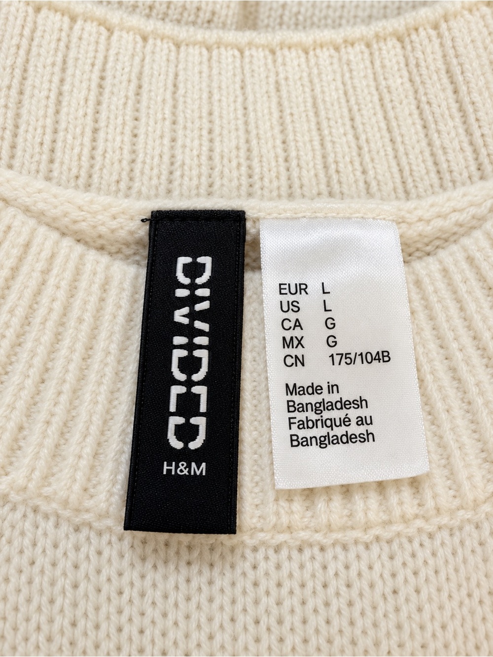 H&M DIVIDED Color Block Knit Sweater | Women’s Large | Cream & Beige Striped Pul - Picture 4 of 4